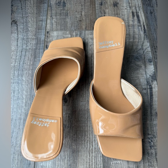 Jeffrey Campbell Mr Big Camel Patent leather Mules 11 - Picture 5 of 9